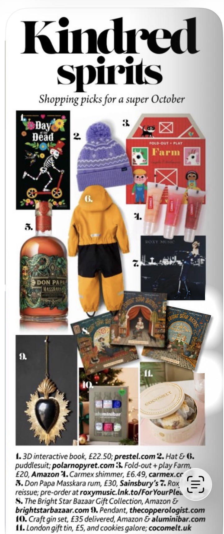 Round & About Magazine October gift guide, Kindred spirits — The Bright Star Bazaar Gift Collection is item 8 of eleven picks